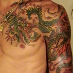 dragon couleur bras pectoral